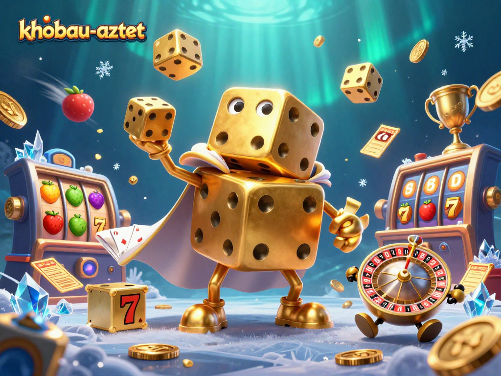 Engage with khobau-aztec's thrilling slot gameplay featuring dynamic golden dice and casino elements.