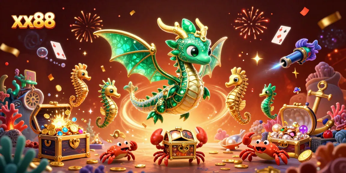Experience the excitement of xx88 with vibrant underwater casino-themed characters and elements.