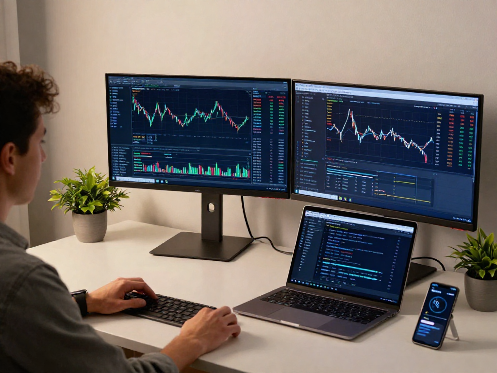MetaTrader 5 官网多货币交易平台的专业工作区，显示加密货币实时数据和交易策略分析。