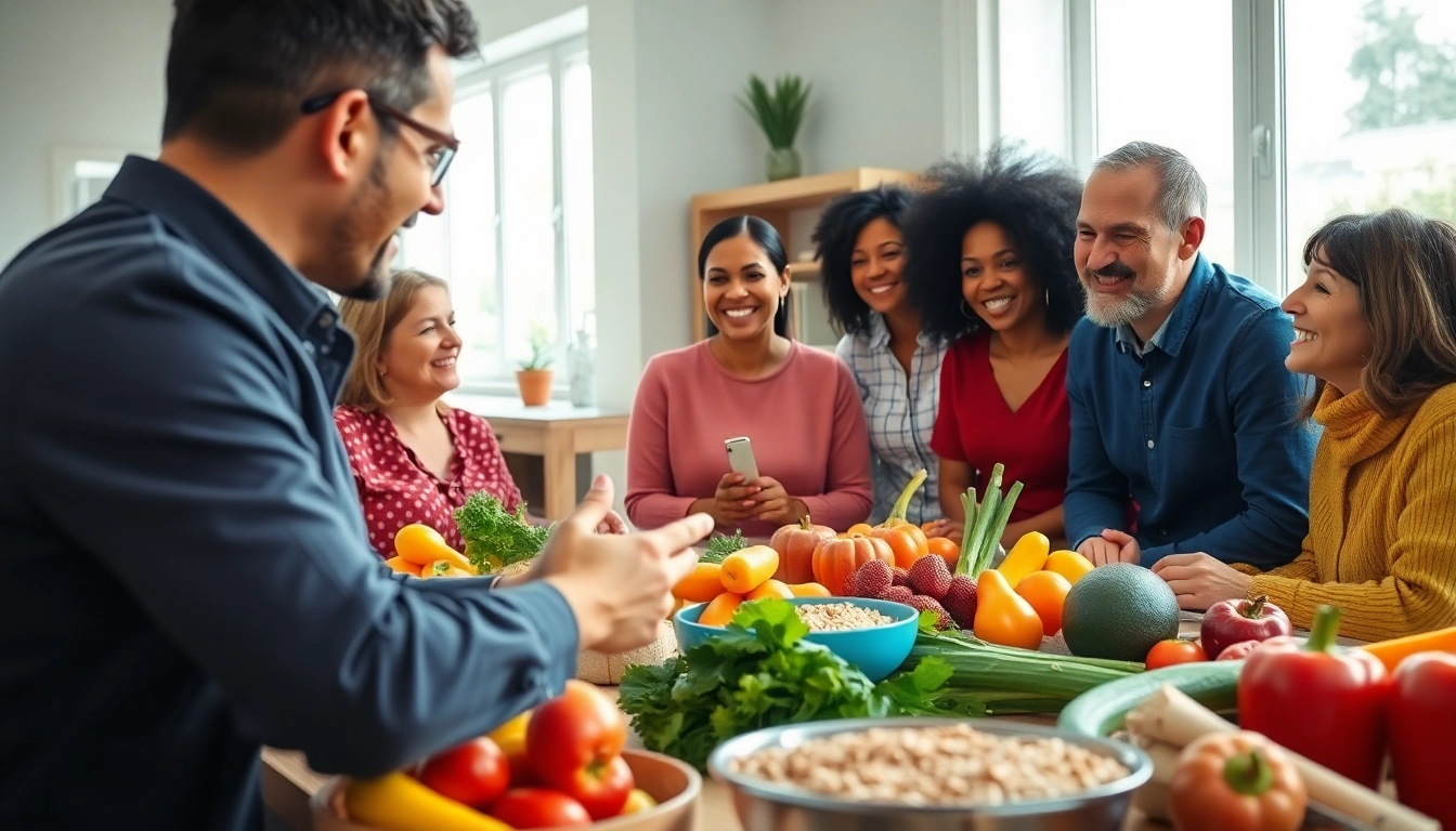 Health expert sharing essential Heart Health Tips with diverse individuals in a vibrant setting.
