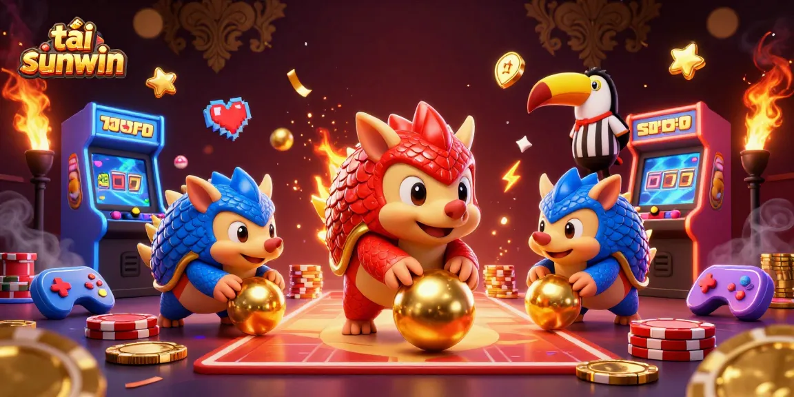 Engage in tải sunwin gaming fun as rival pangolins compete among casino chips and arcade machines.