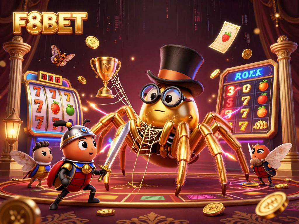 Experience the excitement of F8BET with dynamic slots and vibrant casino elements highlighting gaming fun.