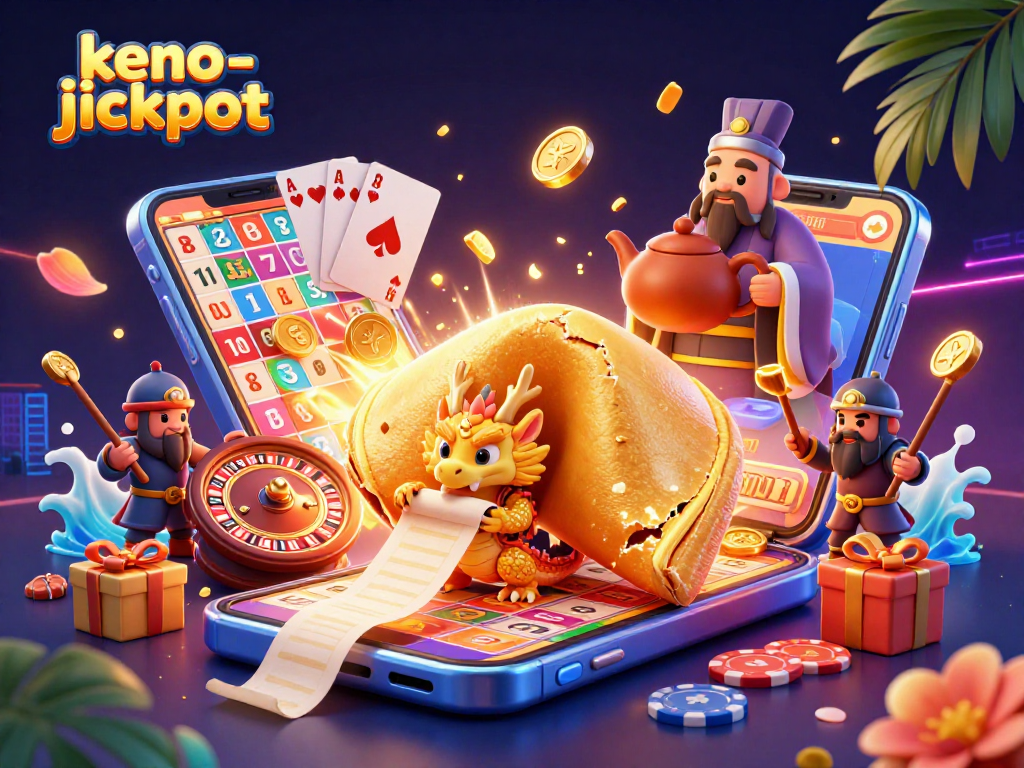 Experience thrilling keno-jackpot gameplay with a vibrant and engaging 3D illustration.