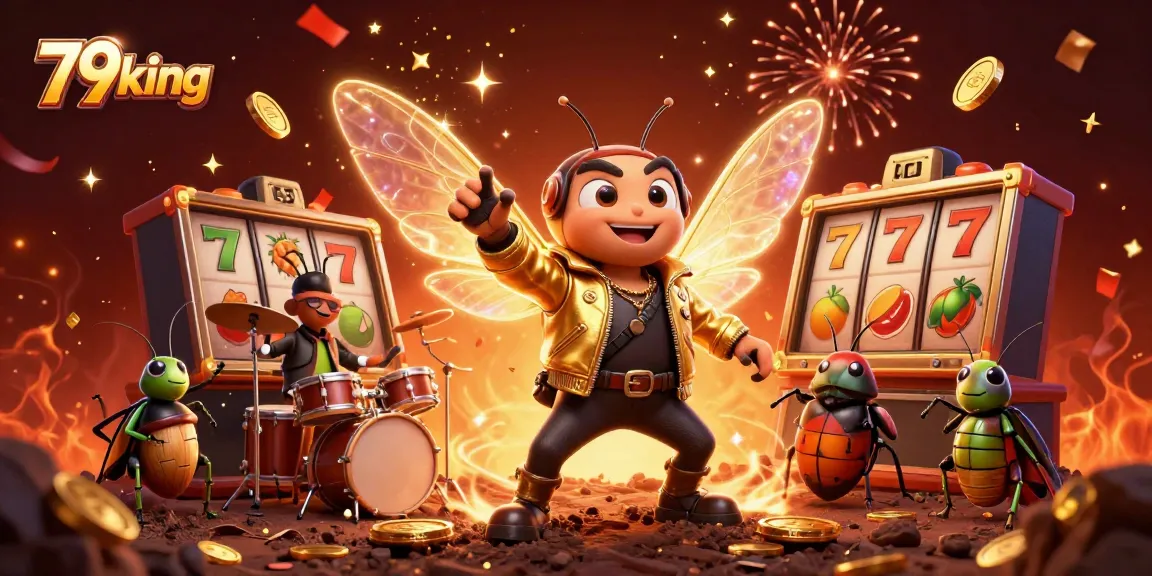 Experience the excitement of 79king's vibrant online casino scene with animated characters and lively slot reels.