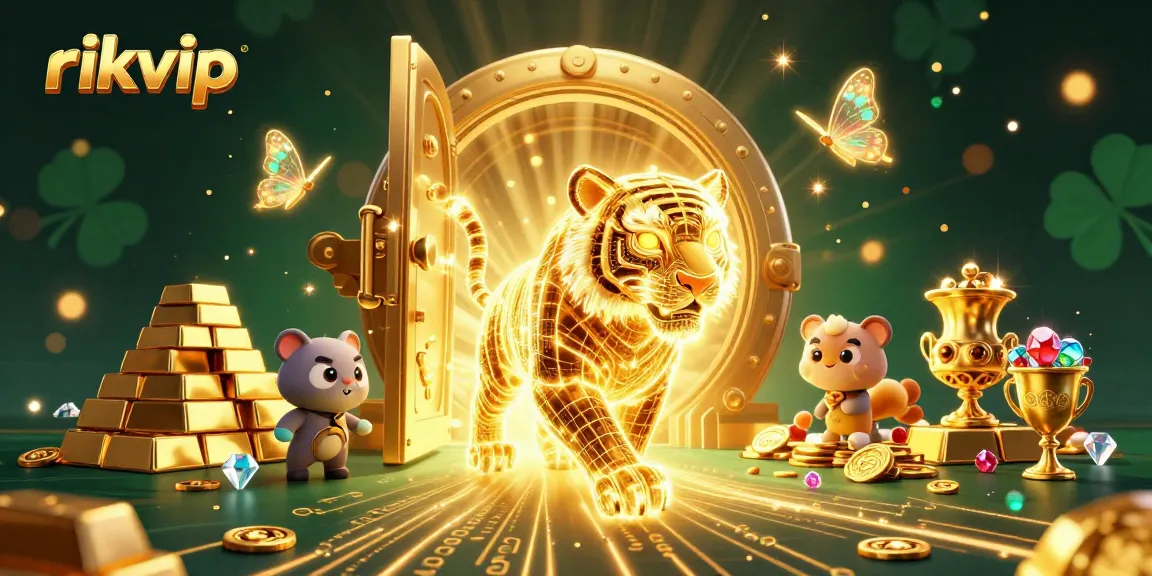 Experience the dynamic thrill of rikvip in an ultra-detailed 3D casino scene filled with treasures.