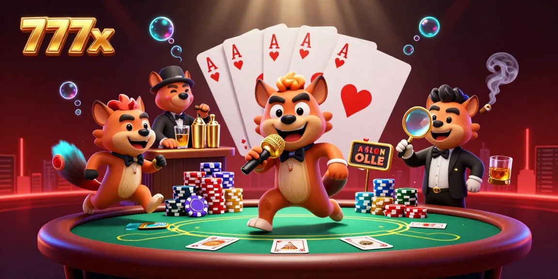 Experience the thrill of gaming at 777x, where lively hyenas entertain in a rich casino atmosphere.