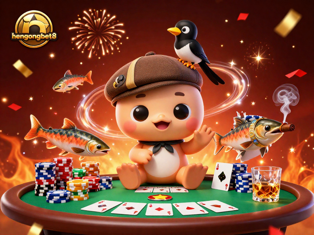 Experience the thrill of hengongbet8 with Nessie and friends at a vibrant casino scene.