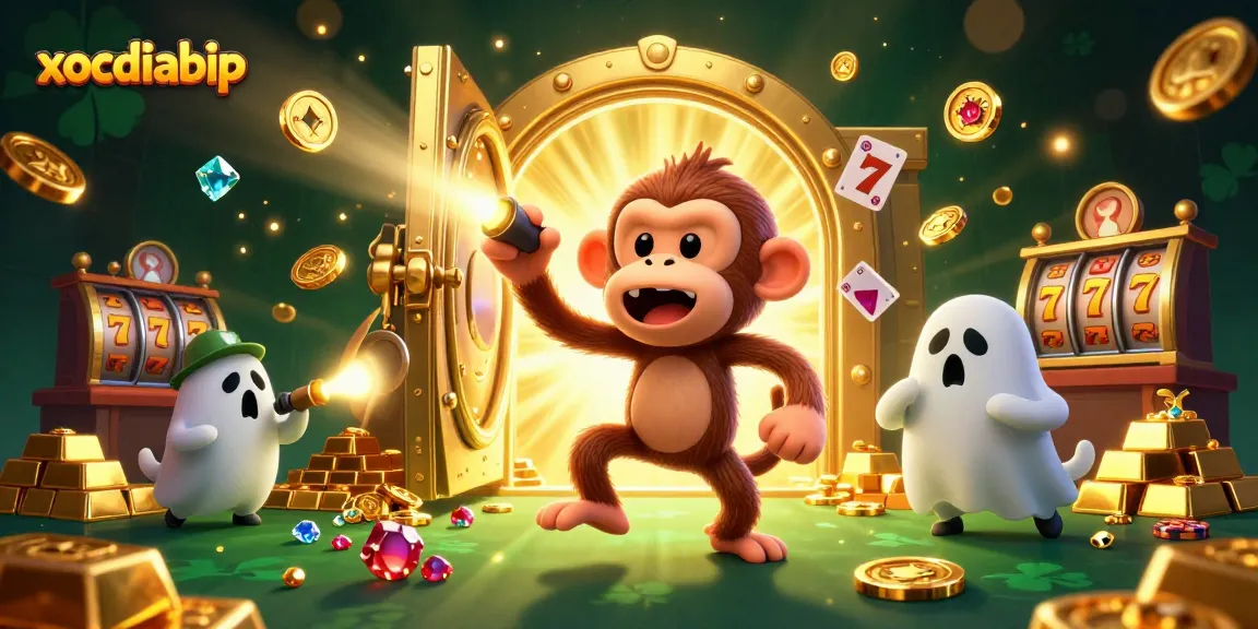 Engage in thrilling gaming adventures with xocdiabip in a haunted casino scene brimming with golden treasures.