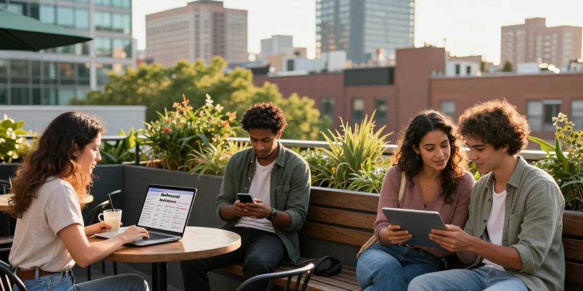 Engaging scene of users exploring bedpersonal local classifieds in a vibrant urban setting.