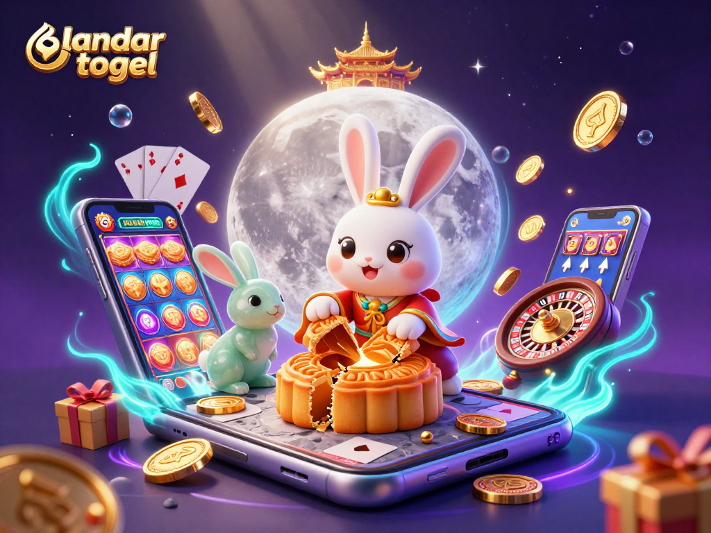 Join the excitement at bandar togel with the moon rabbit revealing hidden poker chips while spinning slots.