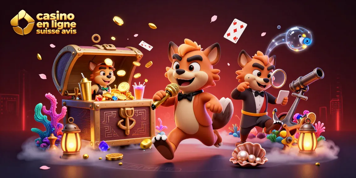 Un aperçu vibrant du casino en ligne suisse avis avec des hyènes animées en concert et en mixologie.