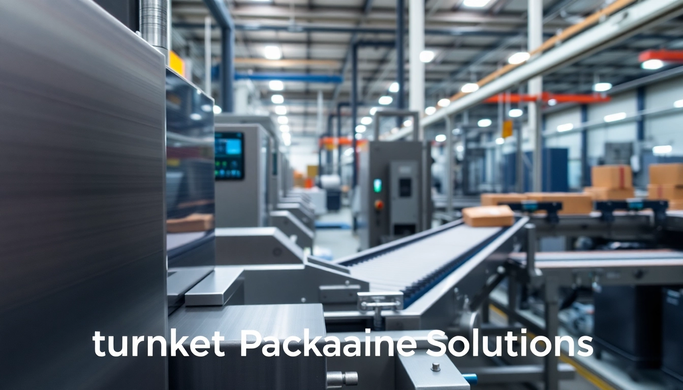 Showcasing Turnkey Packaging Solutions with automated machines for efficient production.