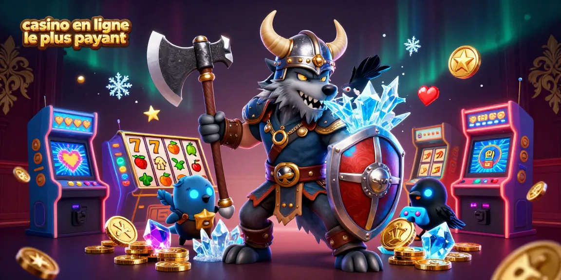 Le casino en ligne le plus payant présente un Viking loup guerrier avec un dragon et une corneille en pleine action.