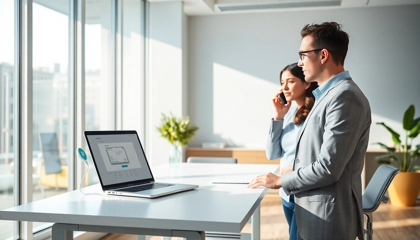Replace executive assistant with AI in a professional office, showcasing collaboration between a human and AI.