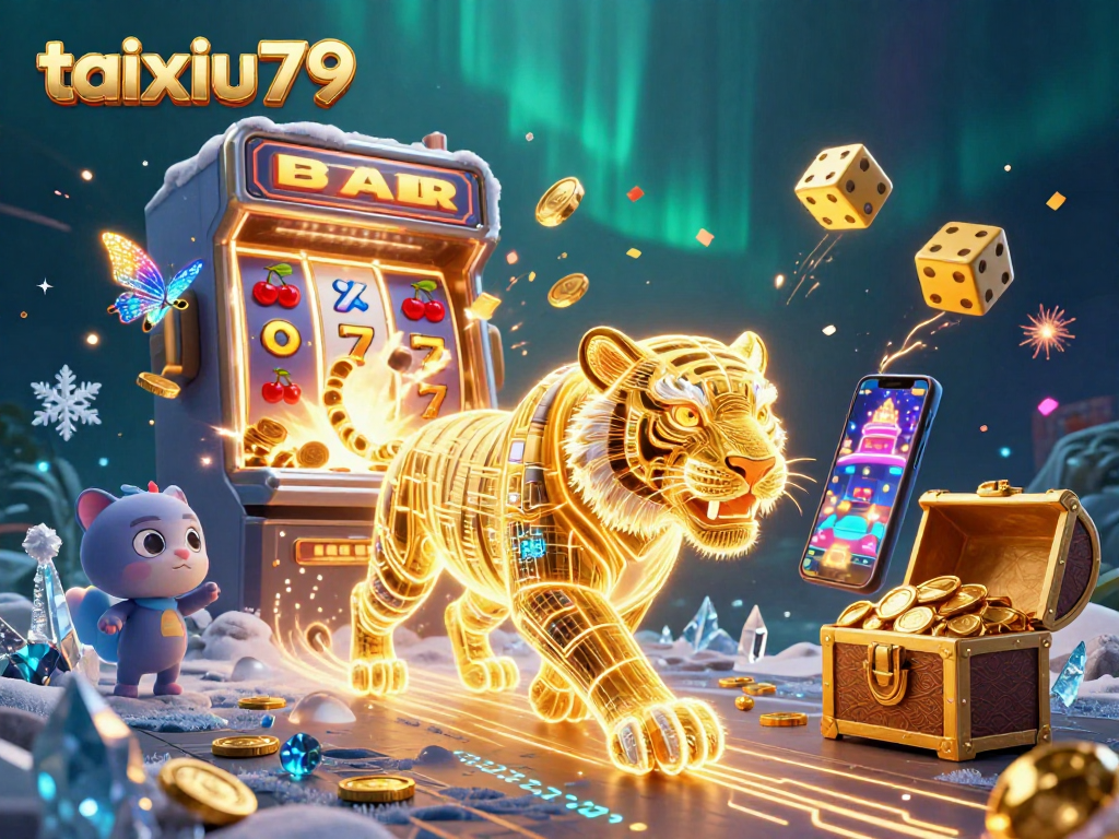 Engage in thrilling gameplay with taixiu79 in this vibrant casino scene filled with excitement!