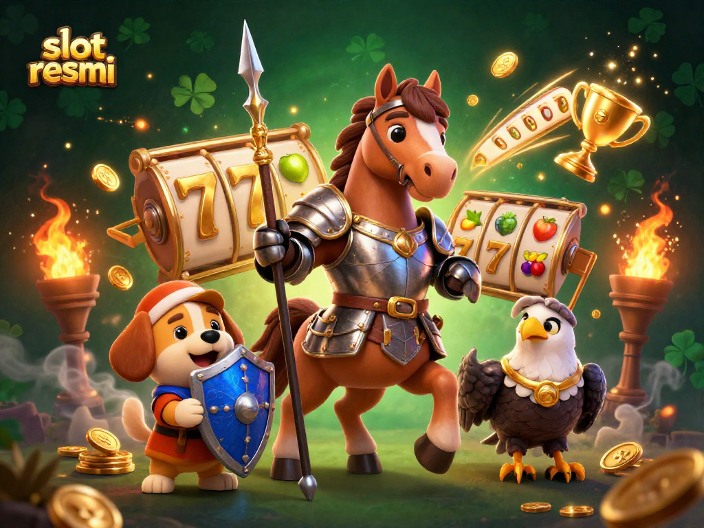 Experience the thrill of slot resmi gameplay with this vibrant 3D illustration showcasing dynamic casino elements.