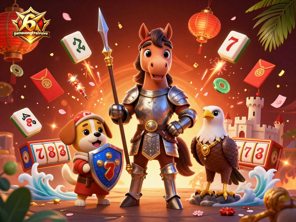 Engage in thrilling casino adventures with gamenongtraivuive's vibrant medieval-themed characters.
