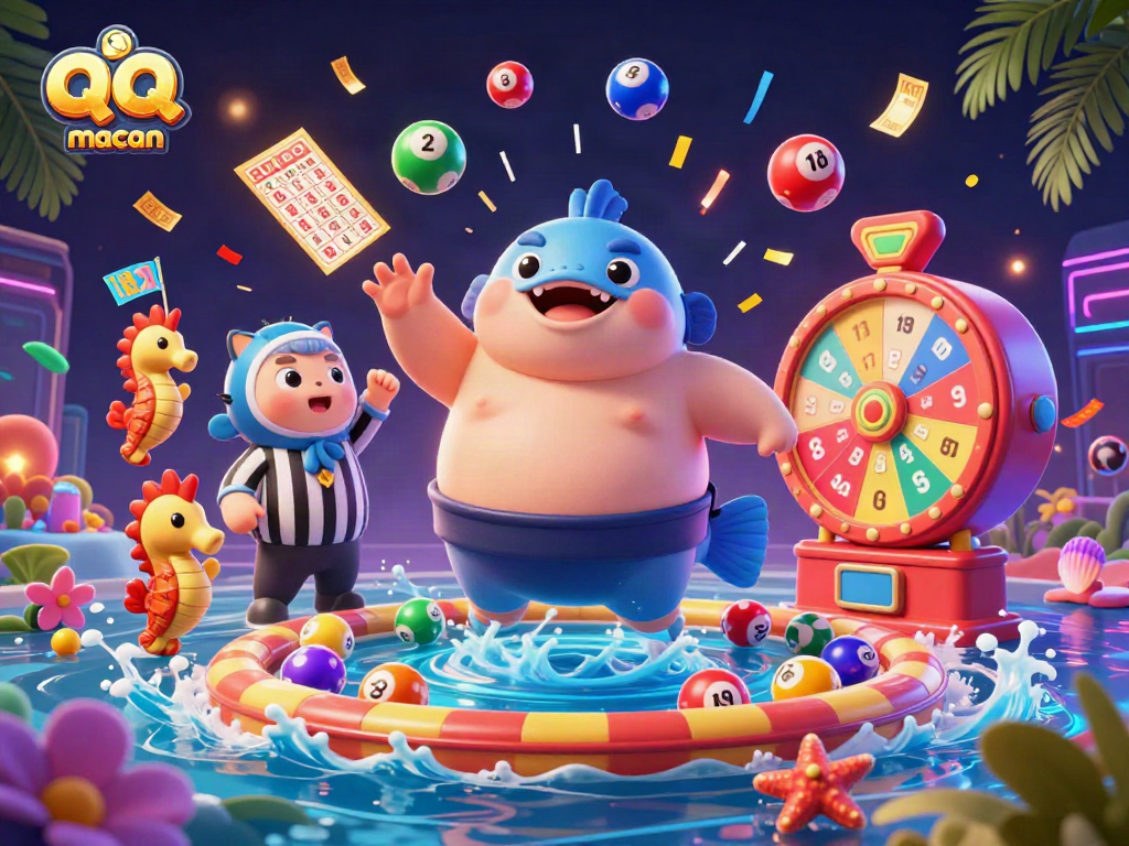 Experience the thrilling qqmacan lottery action with vibrant characters and dynamic game elements.