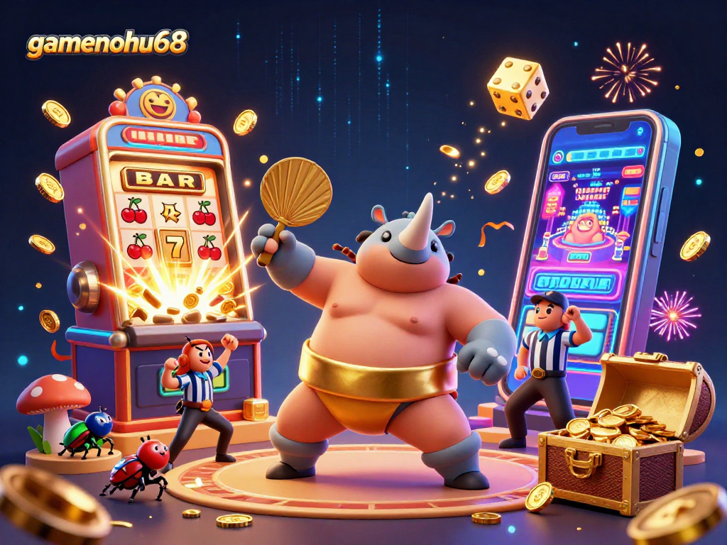 Experience thrilling wins at gamenohu68 with a 3D cartoon-style casino battlescape exploding with coins.