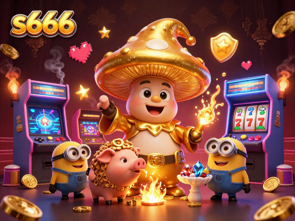 Experience the magic of s666 with golden wizard characters and vibrant gaming elements in this exclusive casino scene.