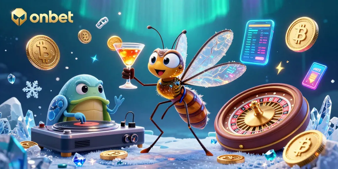 Experience onbet's vibrant casino environment with engaging mascots and crypto elements