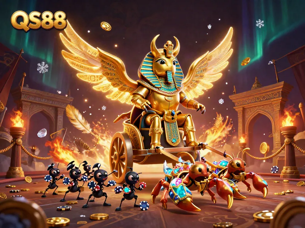 Engage in thrilling gameplay with QS88's intricate, cinematic 3D casino illustration.