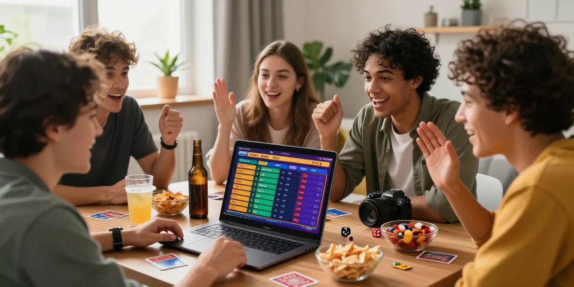 Excited friends engaging with situs togel online together, enjoying the game atmosphere and celebrating wins.