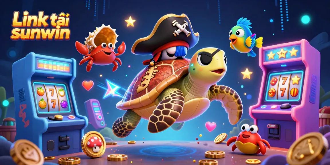 Engage with the exciting gaming adventure featuring Link tải sunwin, showcasing a pirate turtle and vibrant game elements.