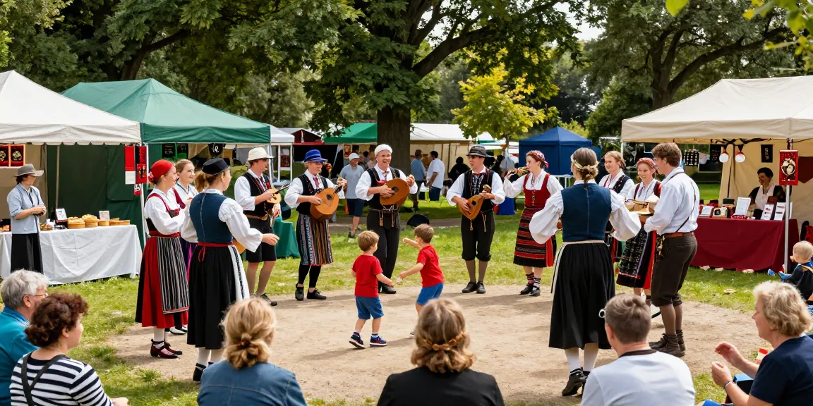 Engaged crowd at a cultural festival enjoying Breton music and dance, highlighting local artists and community spirit, featuring the keyword เกมสล็อต.