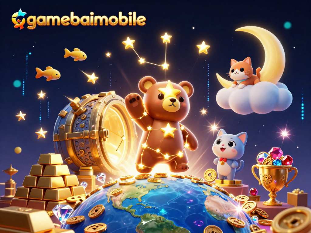 Experience thrilling gameplay with gamebaimobile's dynamic illustrations showcasing a vibrant casino adventure.
