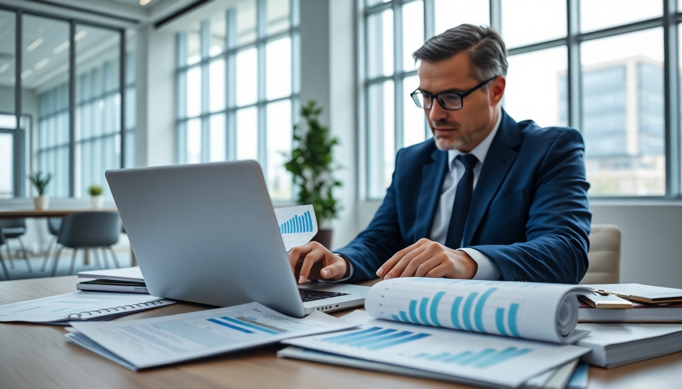 Understand ITAR/EAR compliance with a consultant analyzing regulations in a modern office.