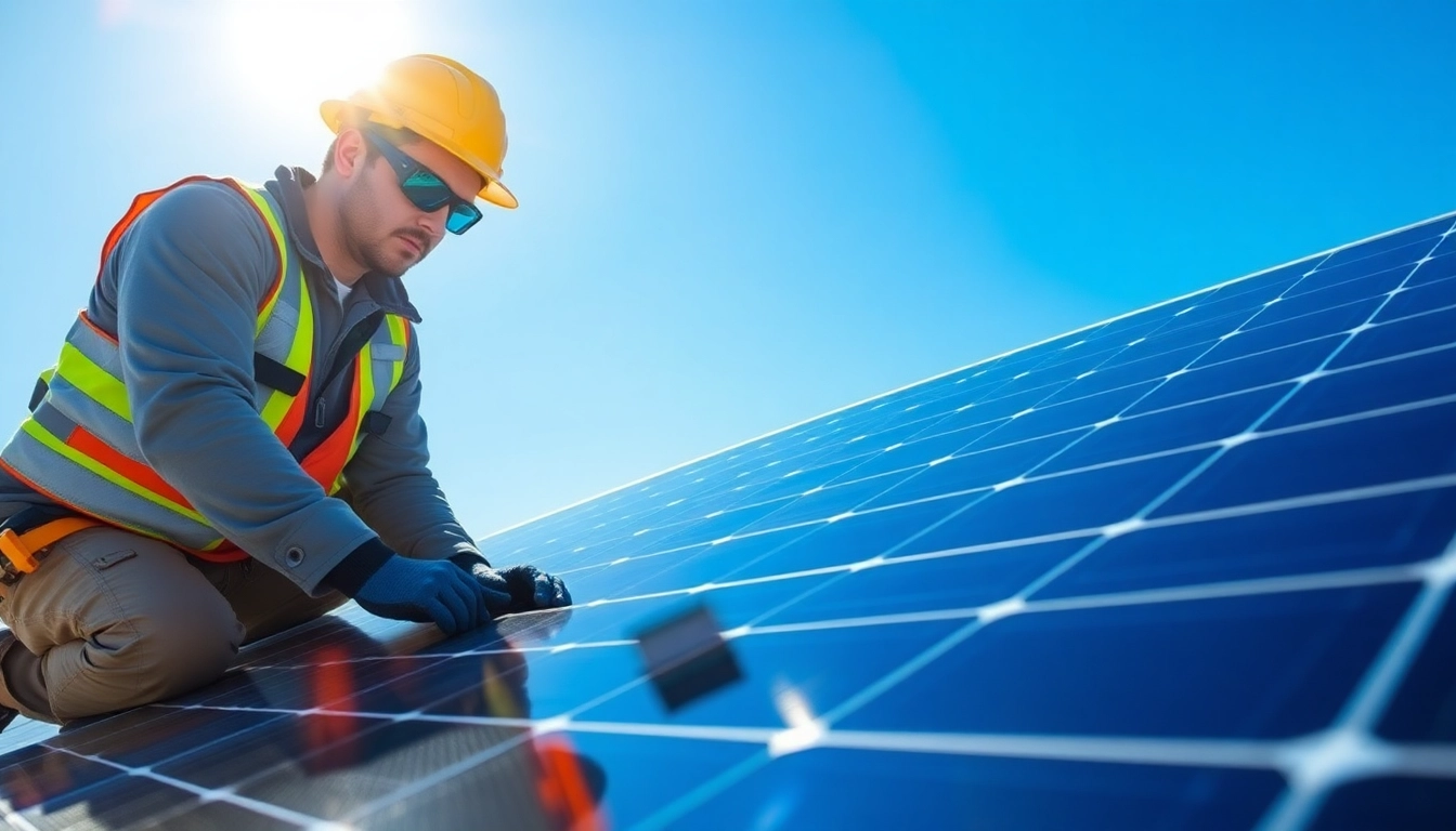 Technician conducting solar panel repair on a rooftop, showcasing precise techniques.