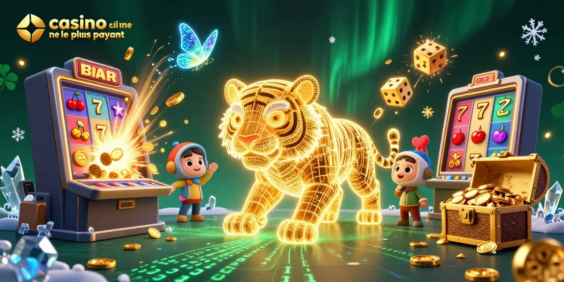 Jouez sur le casino en ligne le plus payant avec un tigre lumineux dans un paysage casino dynamique.