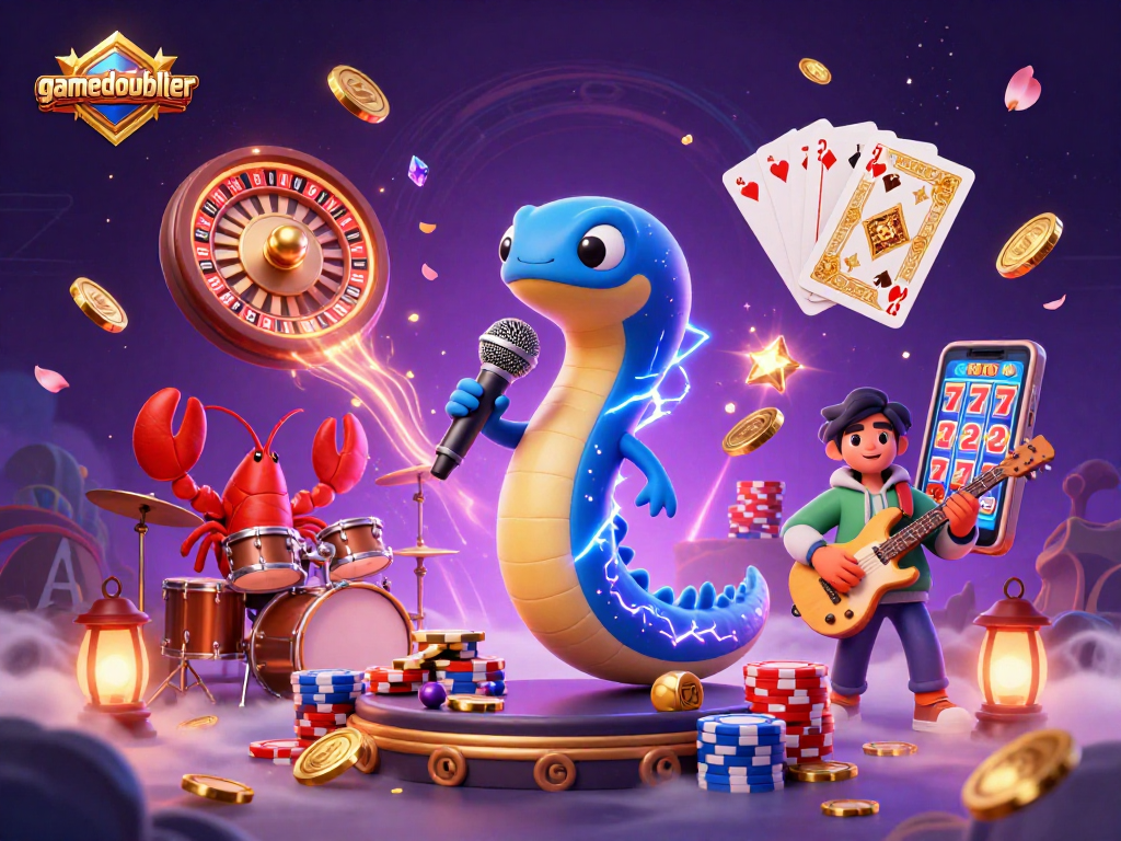 Experience the thrilling action of gamedoubler with the electric eel DJ and vibrant casino elements!