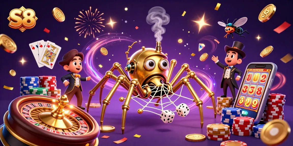Experience thrilling gameplay at S8 with vibrant 3D casino illustration capturing the excitement of winning!