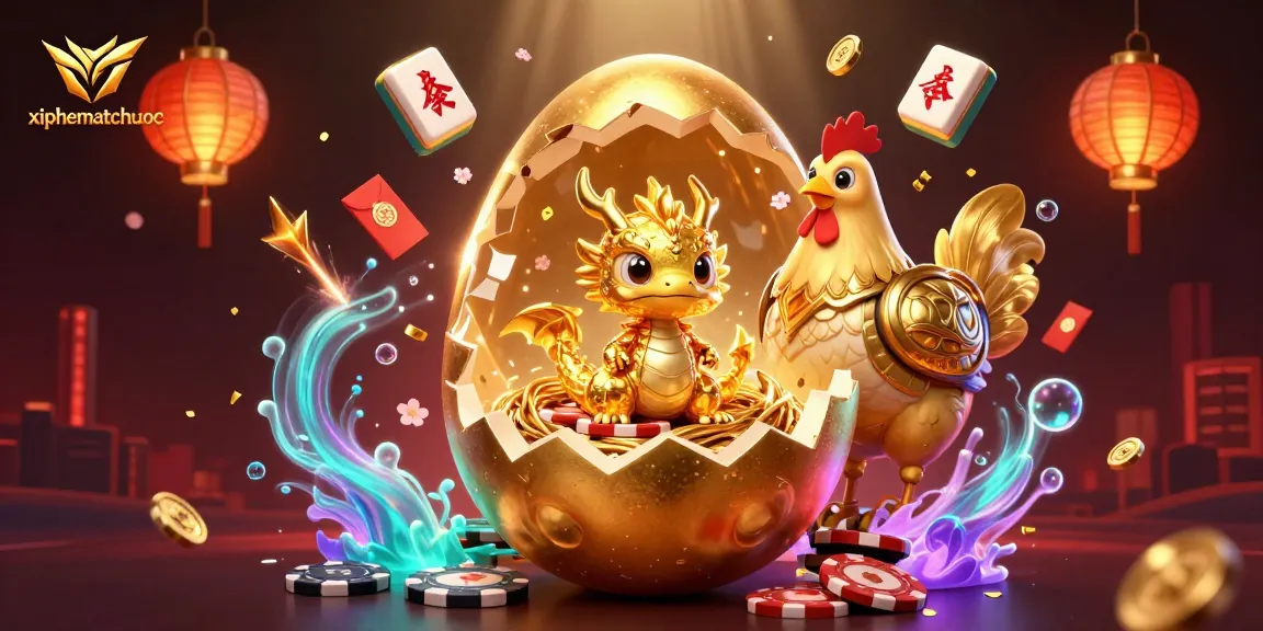 Experience the thrill of xiphematchuoc with a dazzling illustration of a gold dragon and Mahjong tiles.