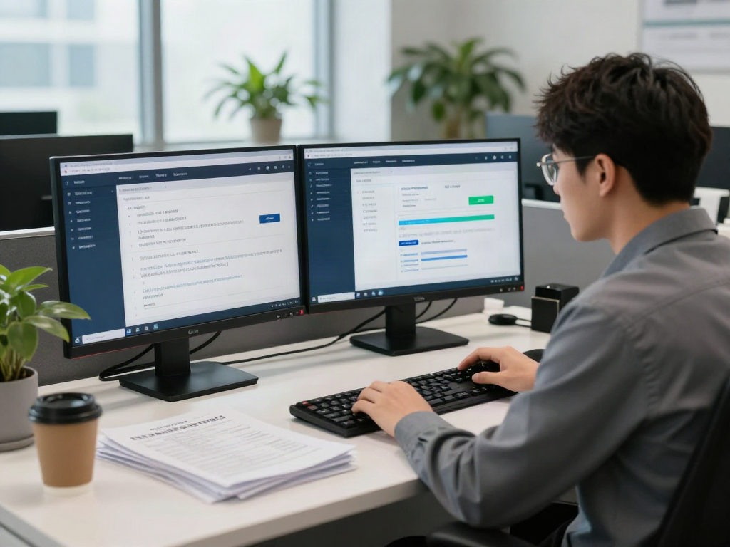 Expert reviewing 먹튀스팟 검증사이트 safety reports in a modern office.