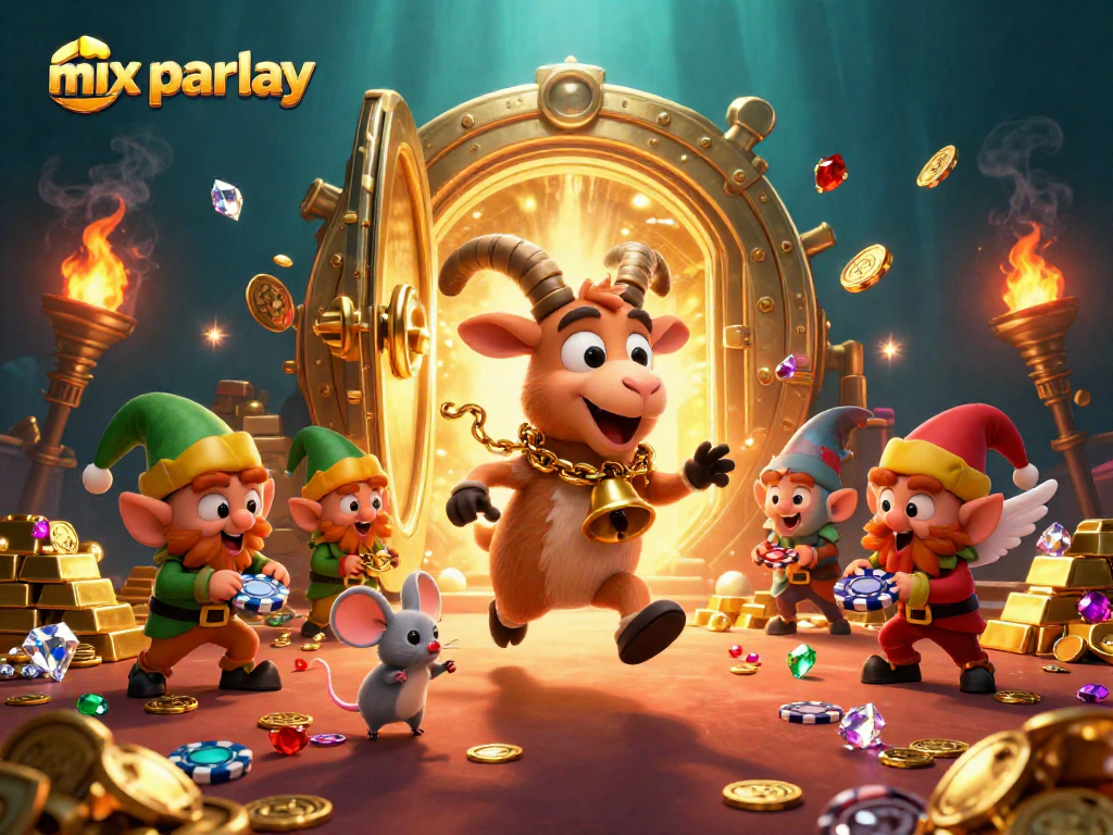 Experience the thrill of mix parlay betting with vibrant 3D characters in an exciting casino setting.