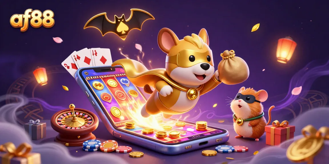 Win big at af88 while featuring a superhero dog and hamster in an exciting casino adventure.