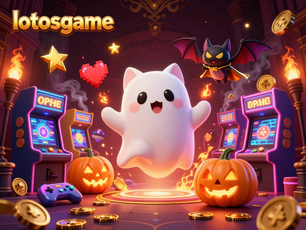 lotosgame offers thrilling gameplay with a ghost cat and bat companion in a haunted casino.