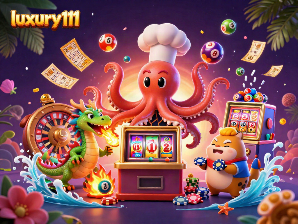 Engage in thrilling slot gameplay with luxury111 as vibrant characters and colorful elements explode in action.