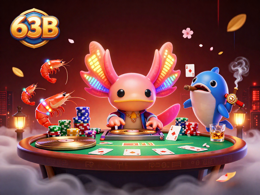 Aproveite a ação emocionante do 63B com um DJ axolote incrível e uma festa de poker animada sob o mar.