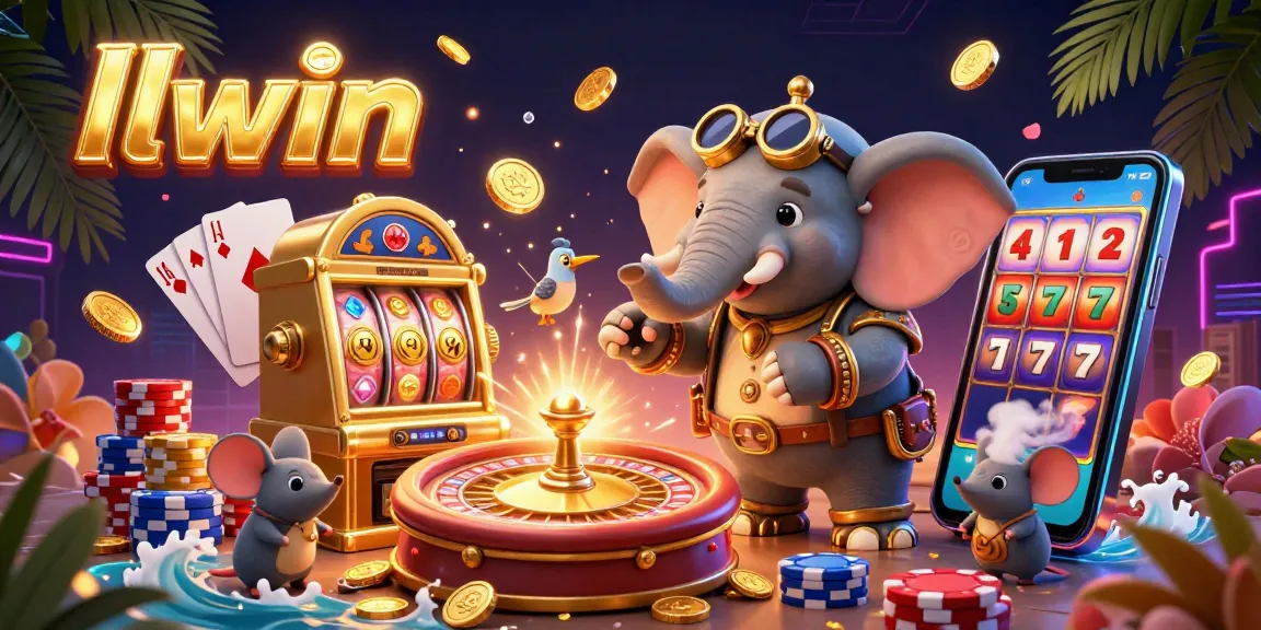 Spin the reels at llwin with an adventurous steampunk elephant amidst vibrant casino elements.