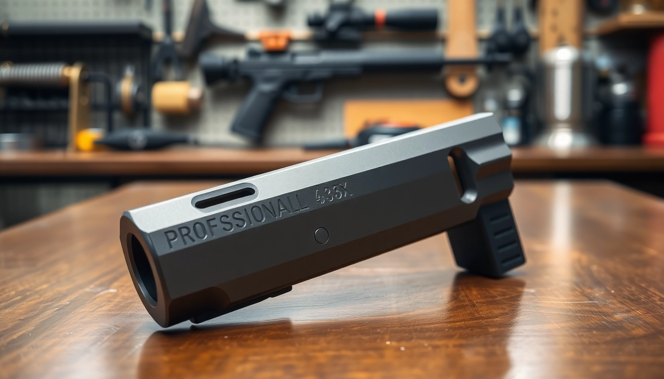 Showcase of a Glock 43x slide, highlighting its craftsmanship and detailed design, emphasizing performance.
