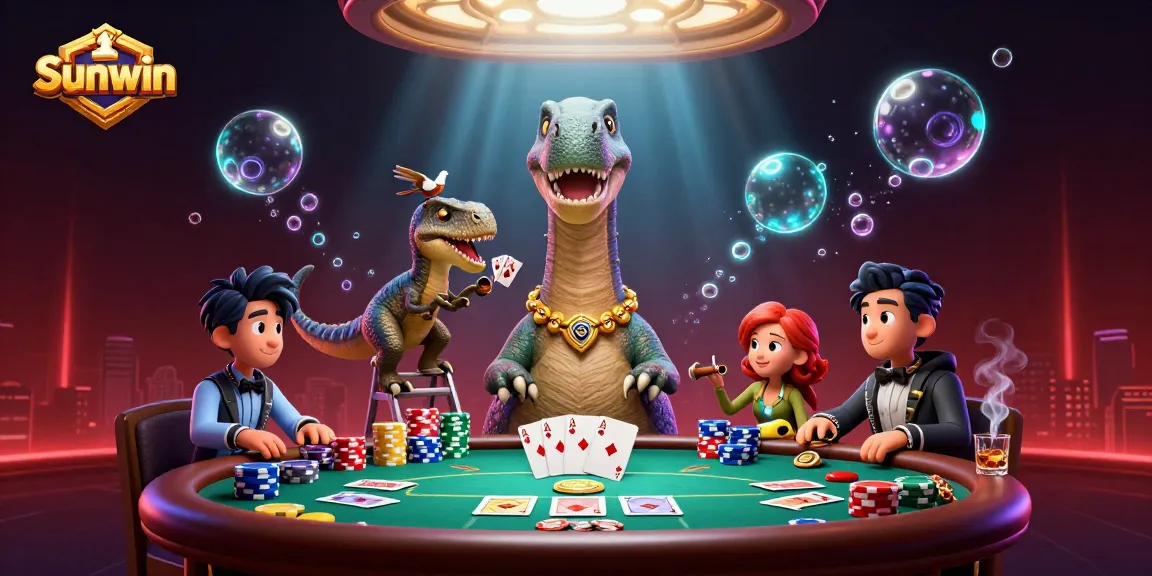Experience the thrill of Sunwin with an exciting 3D illustration of unique casino characters.