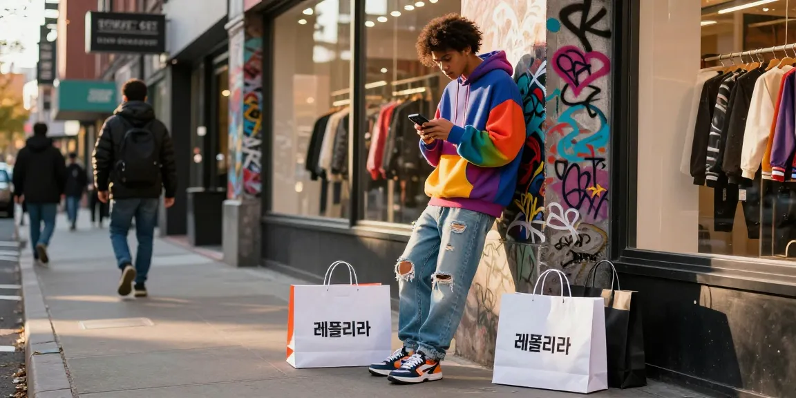 레플리카 쇼핑몰에서 쇼핑하는 젊은 성인이 도시에서 스타일리시한 복장을 선보이고 있습니다.